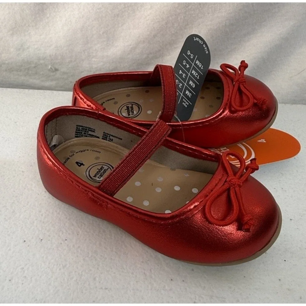 Wonder Nation Baby Girl Red Dress Shoes Size 4 NWT
